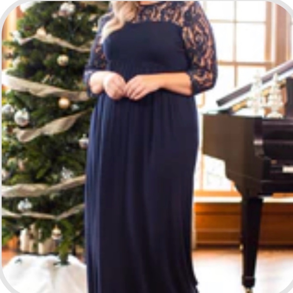 Chic Soul Looking Elegant Maxi Dress, Navy 1X - worn once EUC